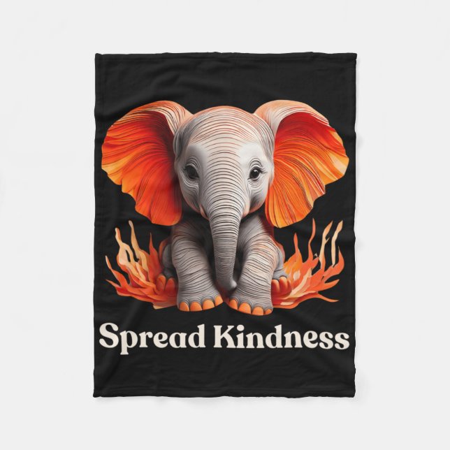 Spread Kindness Cute Orange-reddish Ba  Fleece Blanket (Front)