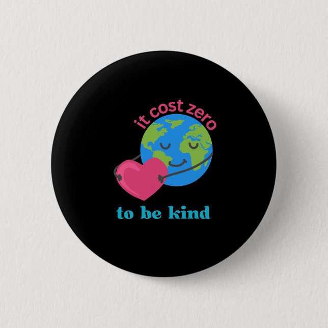 Spread Kindness Earth And Heart Illustration Stick 2 Inch Round Button (Front)