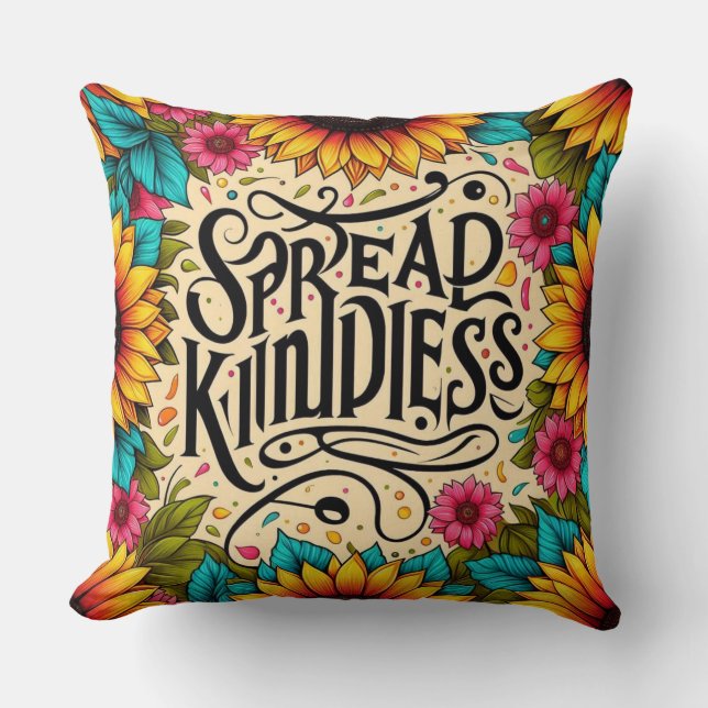 Spread Kindness Inspirational Throw Pillow (Front)