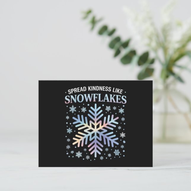 Spread Kindness Like Snowflakes Christmas Teacher Holiday Postcard (Standing Front)