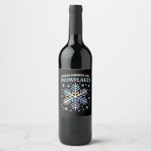 Spread Kindness Like Snowflakes Christmas Teacher Wine Label