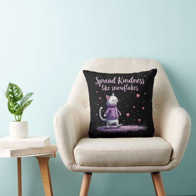Spread Kindness Like Snowflakes Cozy Winter Vibes Throw Pillow (Chair)