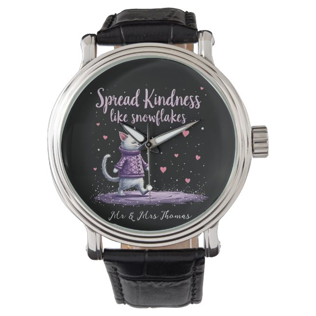 Spread Kindness Like Snowflakes Cozy Winter Vibes Watch (Front)