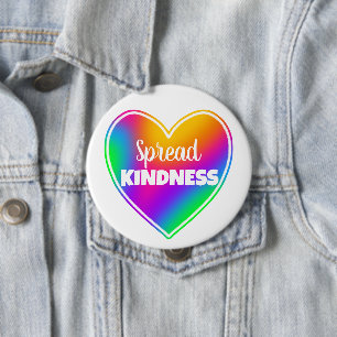 Spread Kindness Rainbow Heart Button