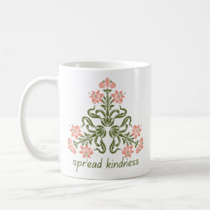 spread kindness retro pink flowers inspirational coffee mug