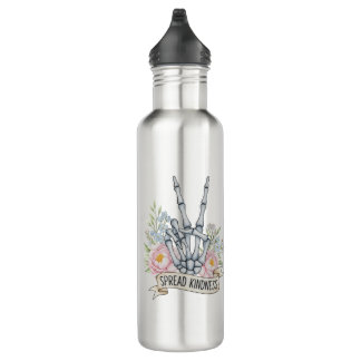 "Spread Kindness" Skeleton Peace Sign – Watercolor 710 Ml Water Bottle