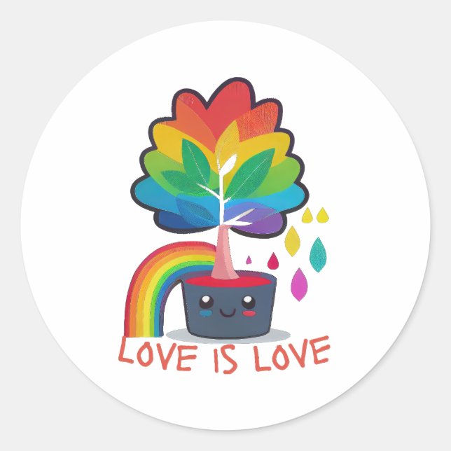 Spread Love and Diversity with our 'Love is Love'  Classic Round Sticker (Front)
