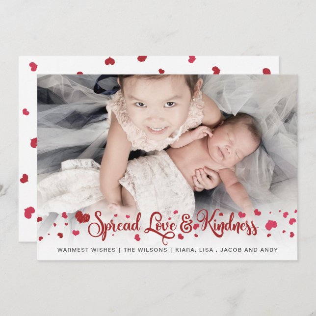 Spread Love and Kindness Photo Valentines Day  Holiday Card (Front/Back)