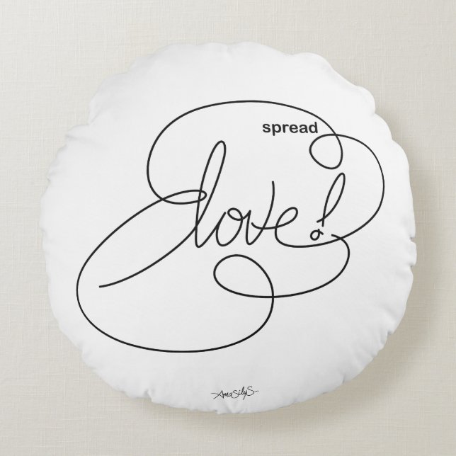 spread LOVE -  Bold CloudS Round Pillow (Front)