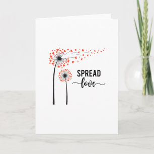 Spread love, dandelion with flying hearts card