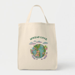 Spread love earth day tote bag