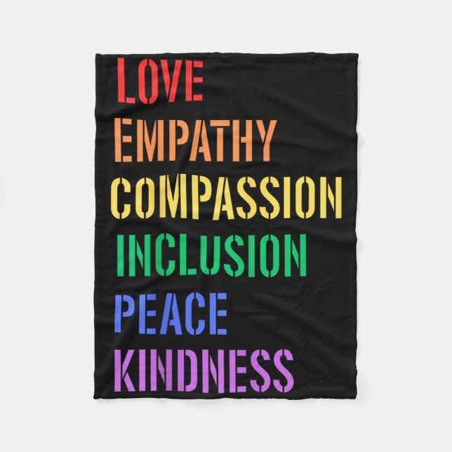 Spread Love Empathy Compion Peace Kindness Inclusi Fleece Blanket (Front)