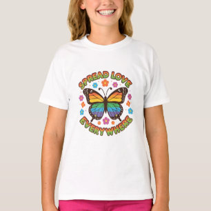 Spread Love Everywhere – Rainbow Butterfly Quote – T-Shirt