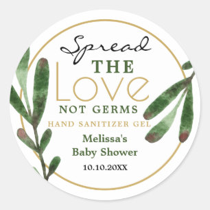 Spread Love Greenery Baby Shower Sanitizer Favour Classic Round Sticker