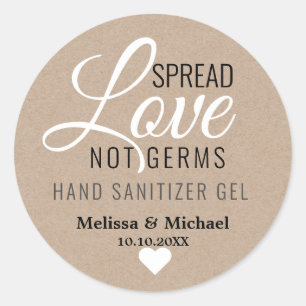 Spread Love Hand Sanitizer Wedding Favour Kraft Classic Round Sticker