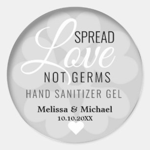 Spread Love Hand Sanitizer Wedding Favour Silver Classic Round Sticker