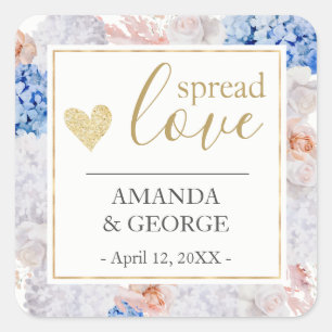 Spread love labels spring floral blue pink