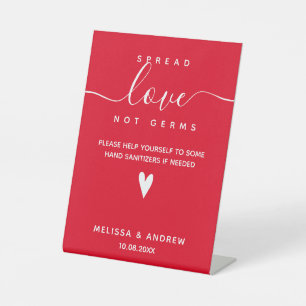 Spread Love not Germs -  Covid Safety Wedding Pedestal Sign