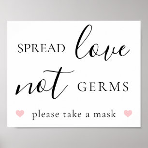Spread Love Not Germs Covid Wedding Reception Sign