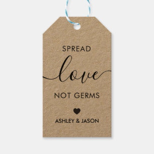 Spread Love Not Germs Favour Tag, Kraft Wedding Gift Tags