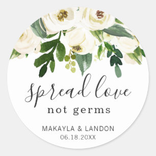 Spread Love Not Germs Floral Elegant Wedding Classic Round Sticker