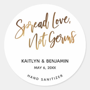 Spread Love, Not Germs Gold Handwriting Classic Round Sticker