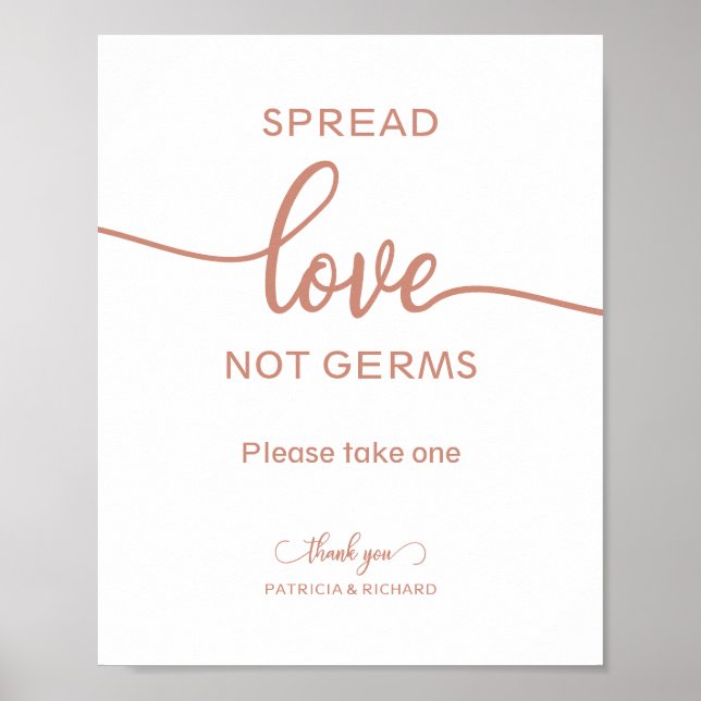 Spread Love Not Germs Hand Sanitizer Favors Sign (Front)