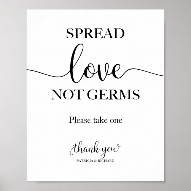 Spread Love Not Germs Hand Sanitizer Favours Sign (Front)
