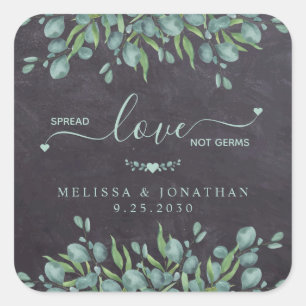 Spread Love Not Germs Rustic Eucalyptus Wedding Square Sticker
