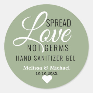 Spread Love Not Germs Sage Green Wedding Favour  Classic Round Sticker
