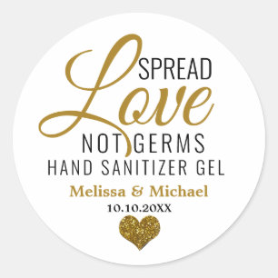 Spread Love Not Germs Sanitizer Gold Heart Classic Round Sticker
