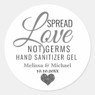 Spread Love Not Germs Sanitizer Silver Heart Classic Round Sticker