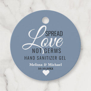 Spread Love Not Germs Sanitizer Wedding Dusty Blue Favour Tags