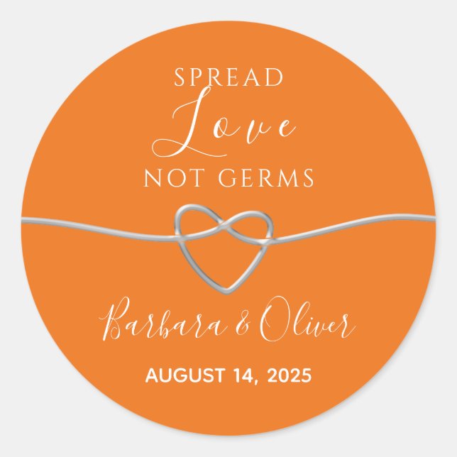 Spread Love Not Germs Wedding Classic Round Sticker (Front)