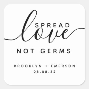 Spread Love Not Germs Wedding Hand Sanitizer Square Sticker