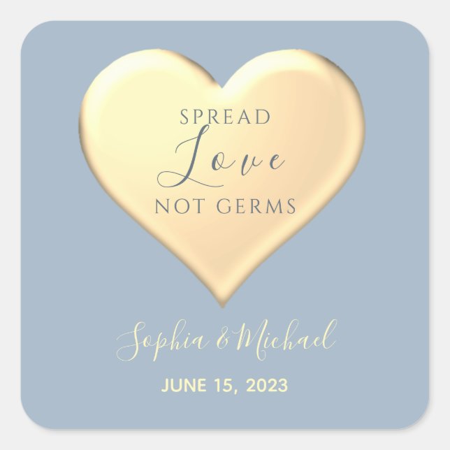 Spread Love Not Germs Wedding Square Sticker (Front)