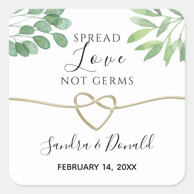 Spread Love Not Germs Wedding Square Sticker (Front)