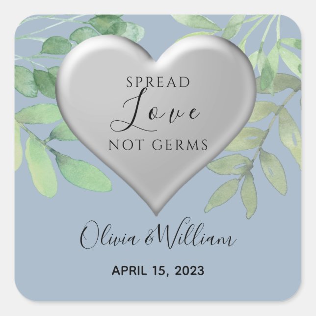 Spread Love Not Germs Wedding Square Sticker (Front)