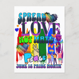 Spread Love, Not Hate   June is Pride Month Postcard