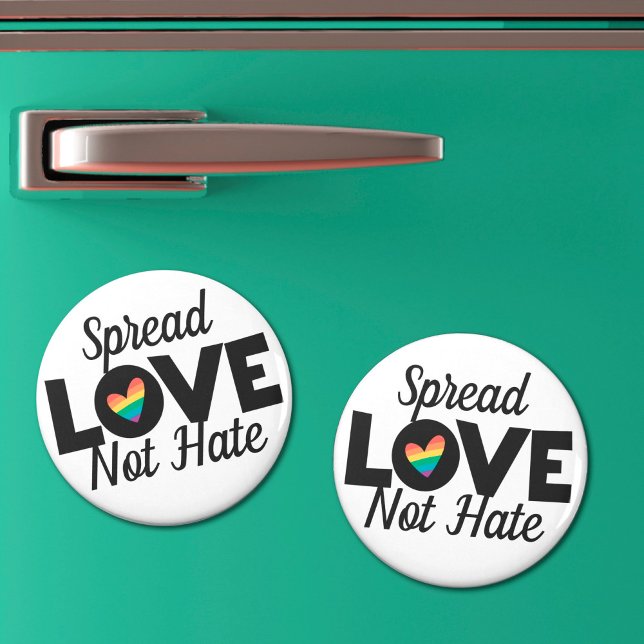 Spread Love not hate LGBT pride rainbow heart  Magnet (Creator Uploaded)