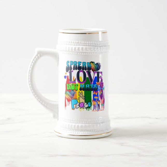 Spread Love Not Hate | LGBTQI+ Pride Beer Stein (Left)
