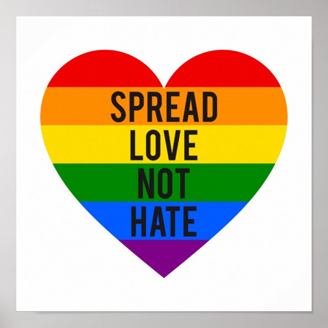 Spread love, not hate, rainbow heart poster (Front)