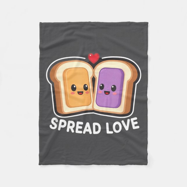 Spread Love Peanut Butter And Jelly Valentine Desi Fleece Blanket (Front)