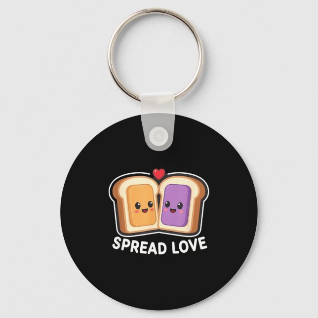 Spread Love Peanut Butter And Jelly Valentine Desi Keychain (Front)