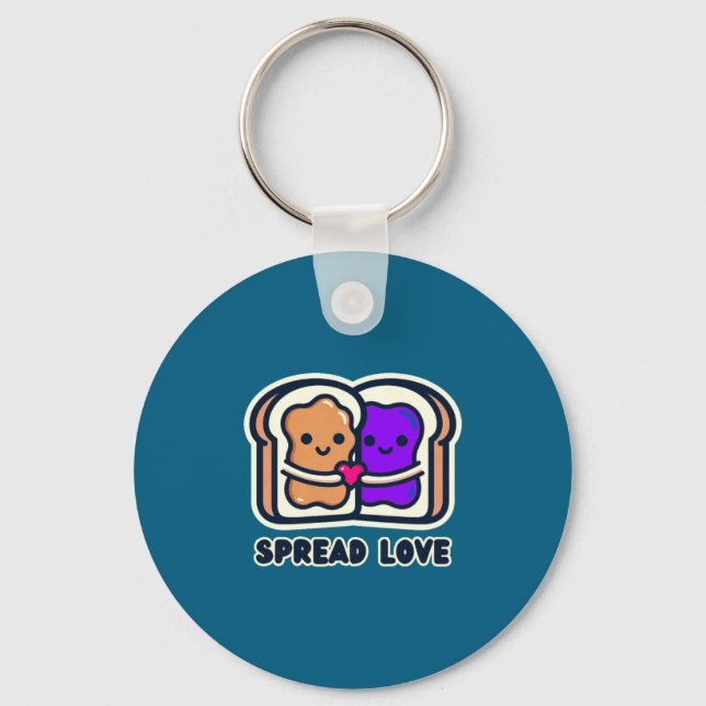 Spread Love Peanut Butter And Jelly Valentine Desi Keychain (Front)