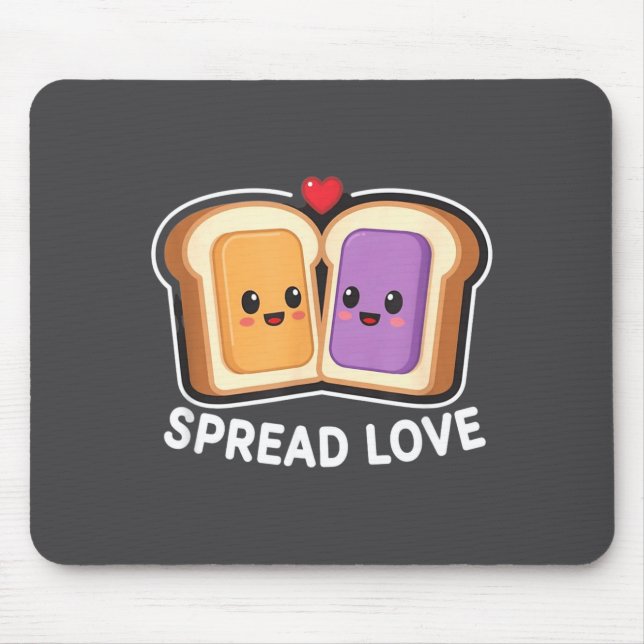 Spread Love Peanut Butter And Jelly Valentine Desi Mouse Pad (Front)