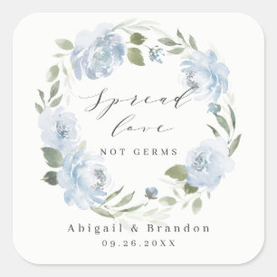 Spread Love Romantic dusty blue floral wedding Square Sticker