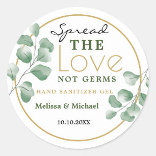 Spread Love Watercolor Greenery Eucalyptus Wedding Classic Round Sticker