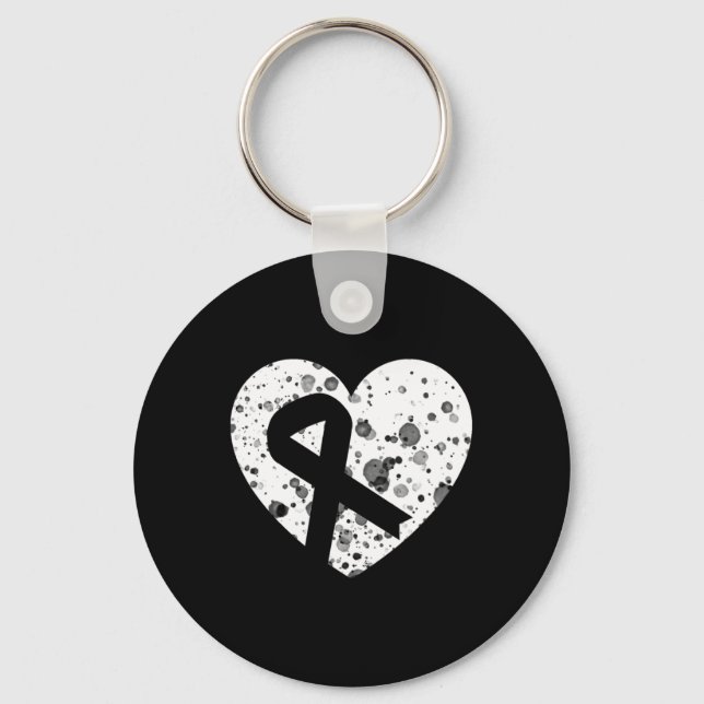 Spread Love With Graphic Heart And Ribbon Cancer  Keychain (Front)
