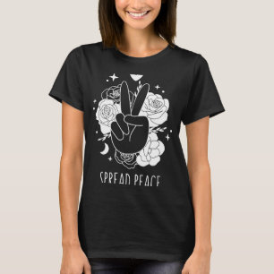 Spread Peace Love Hand Sign Rose Flower Floral Hip T-Shirt
